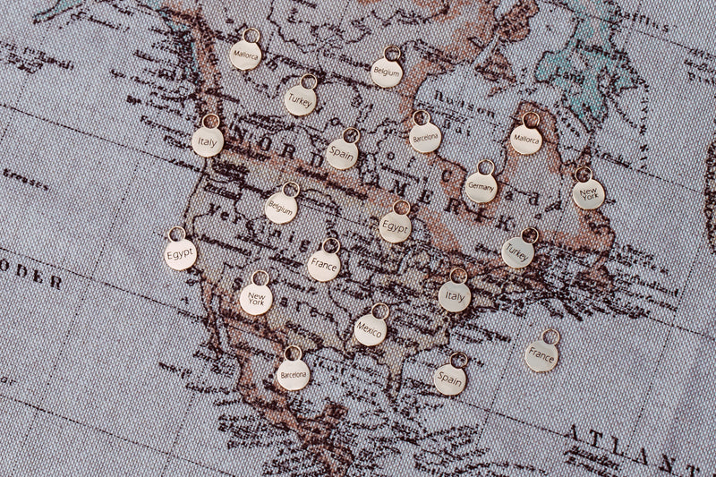 GOLD 20 x Engraved Travel Charm - Traveller Charms