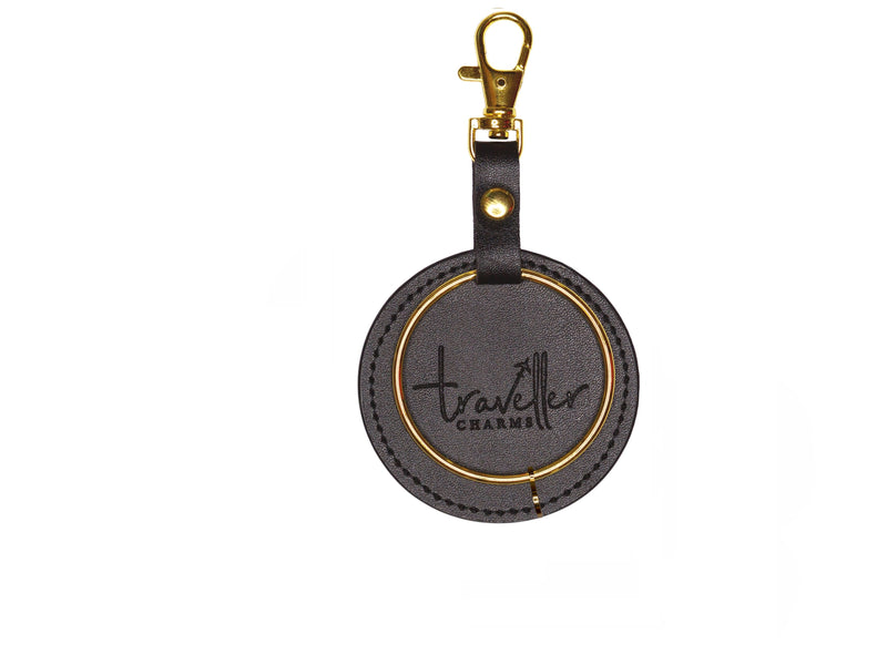 GOLD Gift Set - Key Chain & 1 Engraved Travel Charms - Traveller Charms