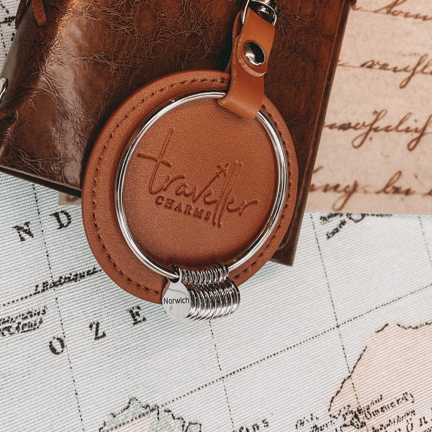 SILVER Key Chain - Brown - Traveller Charms